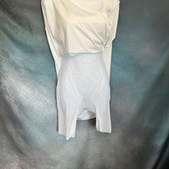 Popilush White Slip Dress Built In Shapewear Removable Bra Pads Square Neck Maxi - Picture 3 of 8